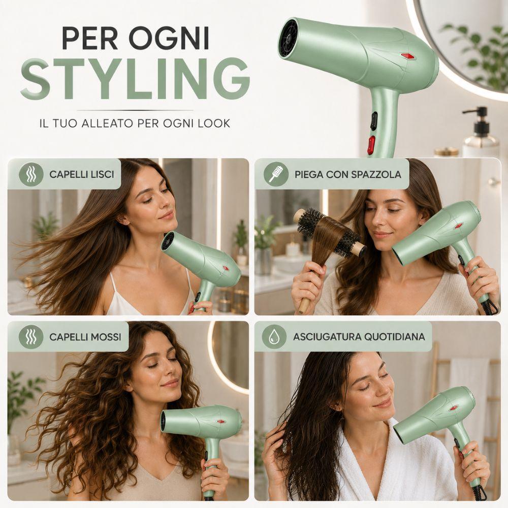 asciugacapelli professionale con motore dc 2 livelli di potenza e concentratore - foto 4 asciugacapelli professionale con motore dc 2 livelli di potenza e concentratore - foto 4