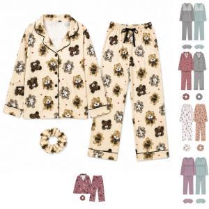 Pigiama donna lungo 3 pezzi con accessorio coordinato m...