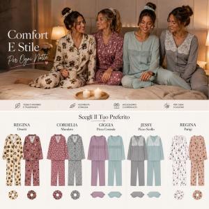 Pigiama donna lungo 3 pezzi con accessorio coordinato maglia e pantalone