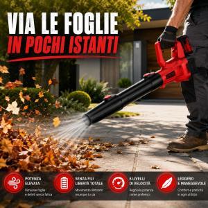Soffiatore di foglie senza fili  6 velocità regolabili
