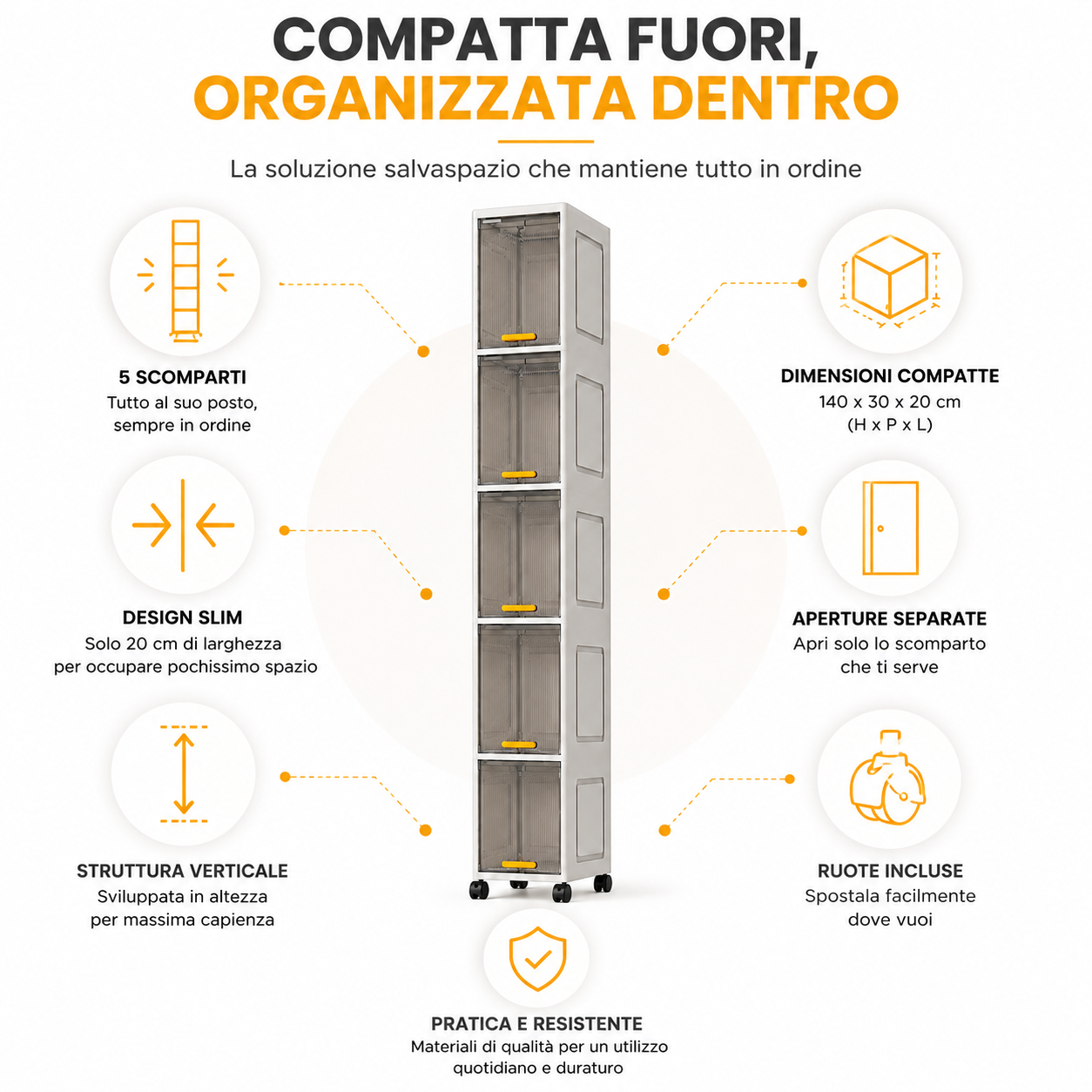 scarpiera portaoggetti modulare salvaspazio con ruote, organizer verticale - foto 4 scarpiera portaoggetti modulare salvaspazio con ruote, organizer verticale - foto 4