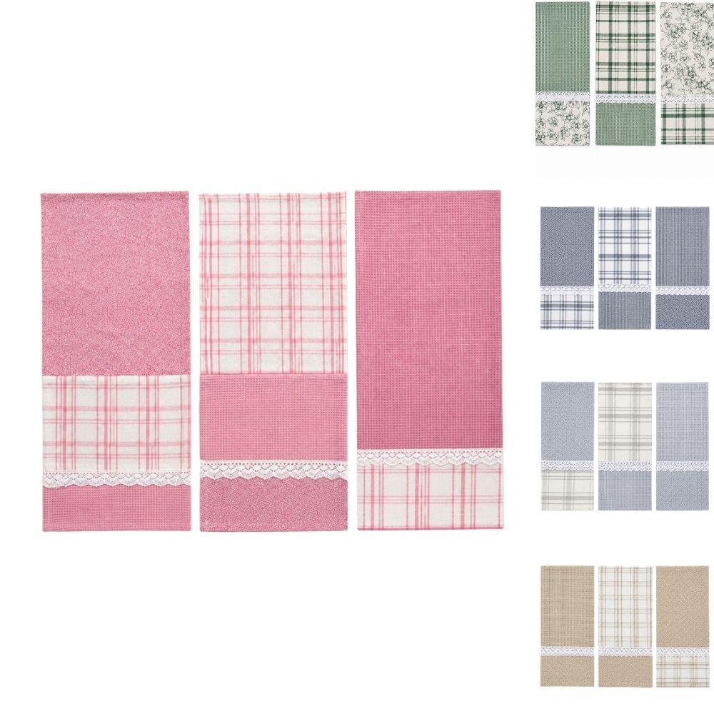 set 3 strofinacci da cucina 50×70 cm con pizzo - foto 1 set 3 strofinacci da cucina 50×70 cm con pizzo - foto 1