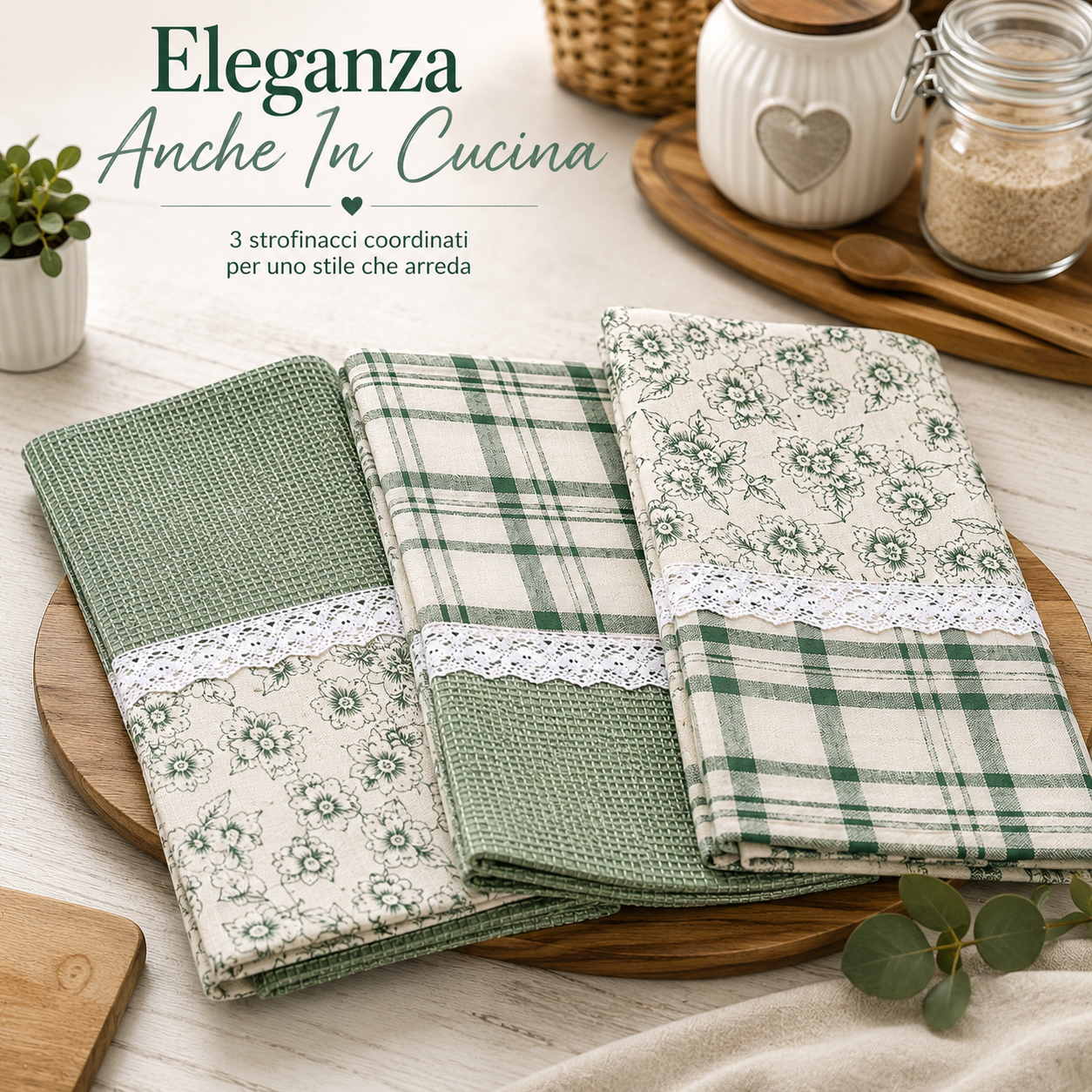 set 3 strofinacci da cucina 50×70 cm con pizzo - foto 2 set 3 strofinacci da cucina 50×70 cm con pizzo - foto 2