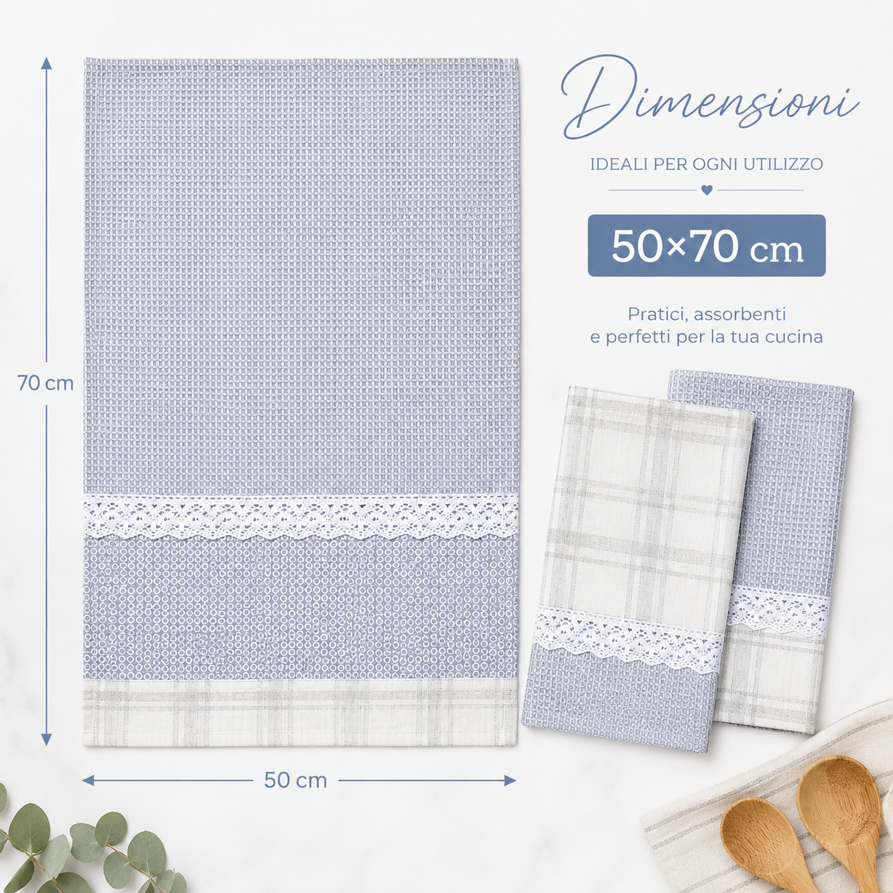 set 3 strofinacci da cucina 50×70 cm con pizzo - foto 3 set 3 strofinacci da cucina 50×70 cm con pizzo - foto 3