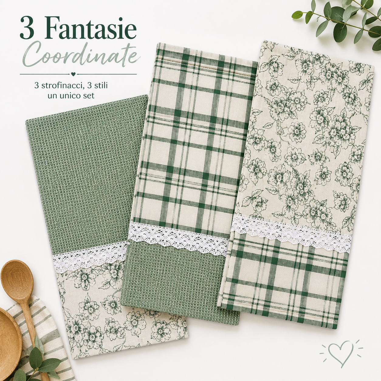 set 3 strofinacci da cucina 50×70 cm con pizzo - foto 4 set 3 strofinacci da cucina 50×70 cm con pizzo - foto 4