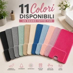 Tris tappeti bagno in ciniglia 3 pezzi set tappeti morbidi