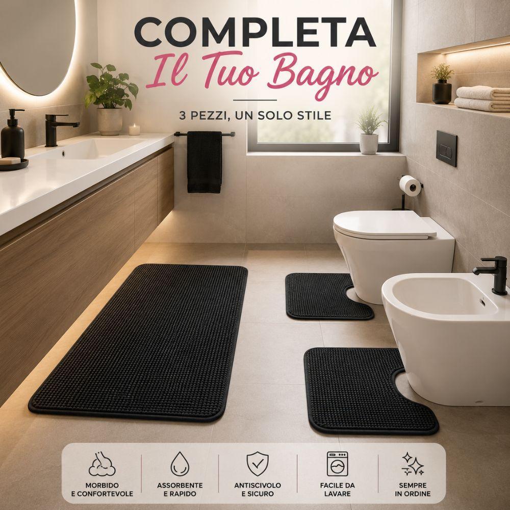 tris tappeti bagno in ciniglia 3 pezzi set tappeti morbidi - foto 3 tris tappeti bagno in ciniglia 3 pezzi set tappeti morbidi - foto 3