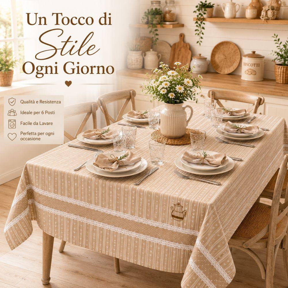 tovaglia 6 posti fantasia con dettagli decorativi - foto 4 tovaglia 6 posti fantasia con dettagli decorativi - foto 4