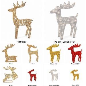 Renna luminosa natalizia led 3d decorazione di natale in oro argento e rosso diverse misure