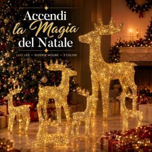 Renna luminosa natalizia led 3d decorazione di natale in oro argento e rosso diverse misure