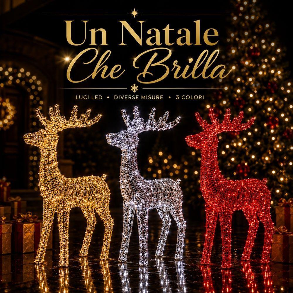 renna luminosa natalizia led 3d decorazione di natale in oro argento e rosso diverse misure - foto 3 renna luminosa natalizia led 3d decorazione di natale in oro argento e rosso diverse misure - foto 3