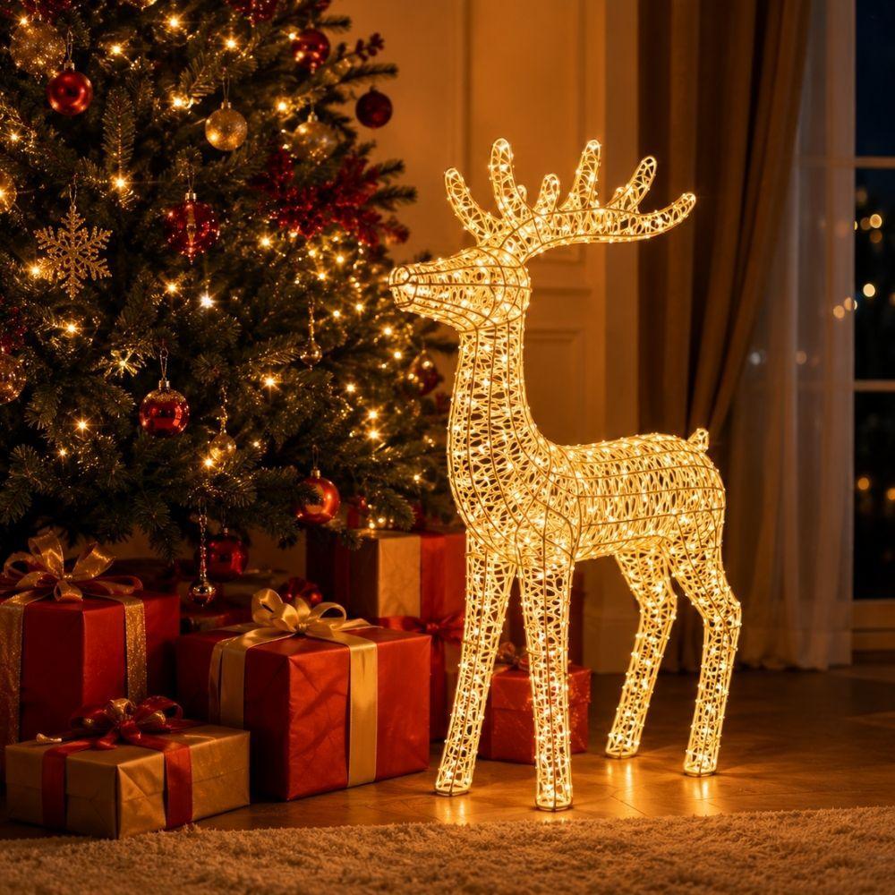 renna luminosa natalizia led 3d decorazione di natale in oro argento e rosso diverse misure - foto 4 renna luminosa natalizia led 3d decorazione di natale in oro argento e rosso diverse misure - foto 4