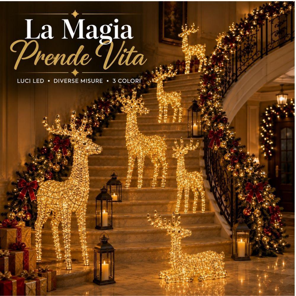 renna luminosa natalizia led 3d decorazione di natale in oro argento e rosso diverse misure - foto 5 renna luminosa natalizia led 3d decorazione di natale in oro argento e rosso diverse misure - foto 5