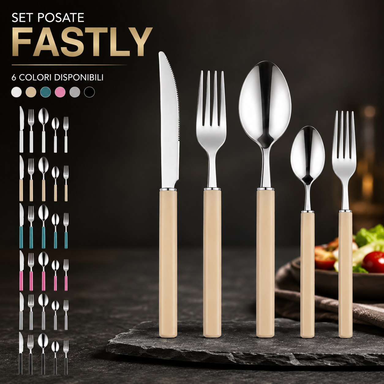set posate e coltelli da tavola e cucina vari modelli e colori set 4, 6 e 18 pezzi con forchette, cucchiai e coltelli - foto 4 set posate e coltelli da tavola e cucina vari modelli e colori set 4, 6 e 18 pezzi con forchette, cucchiai e coltelli - foto 4