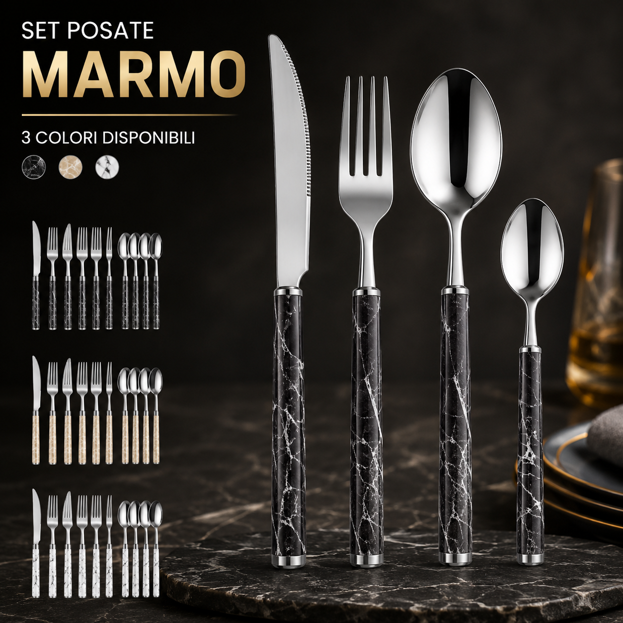 set posate e coltelli da tavola e cucina vari modelli e colori set 4, 6 e 18 pezzi con forchette, cucchiai e coltelli - foto 5 set posate e coltelli da tavola e cucina vari modelli e colori set 4, 6 e 18 pezzi con forchette, cucchiai e coltelli - foto 5