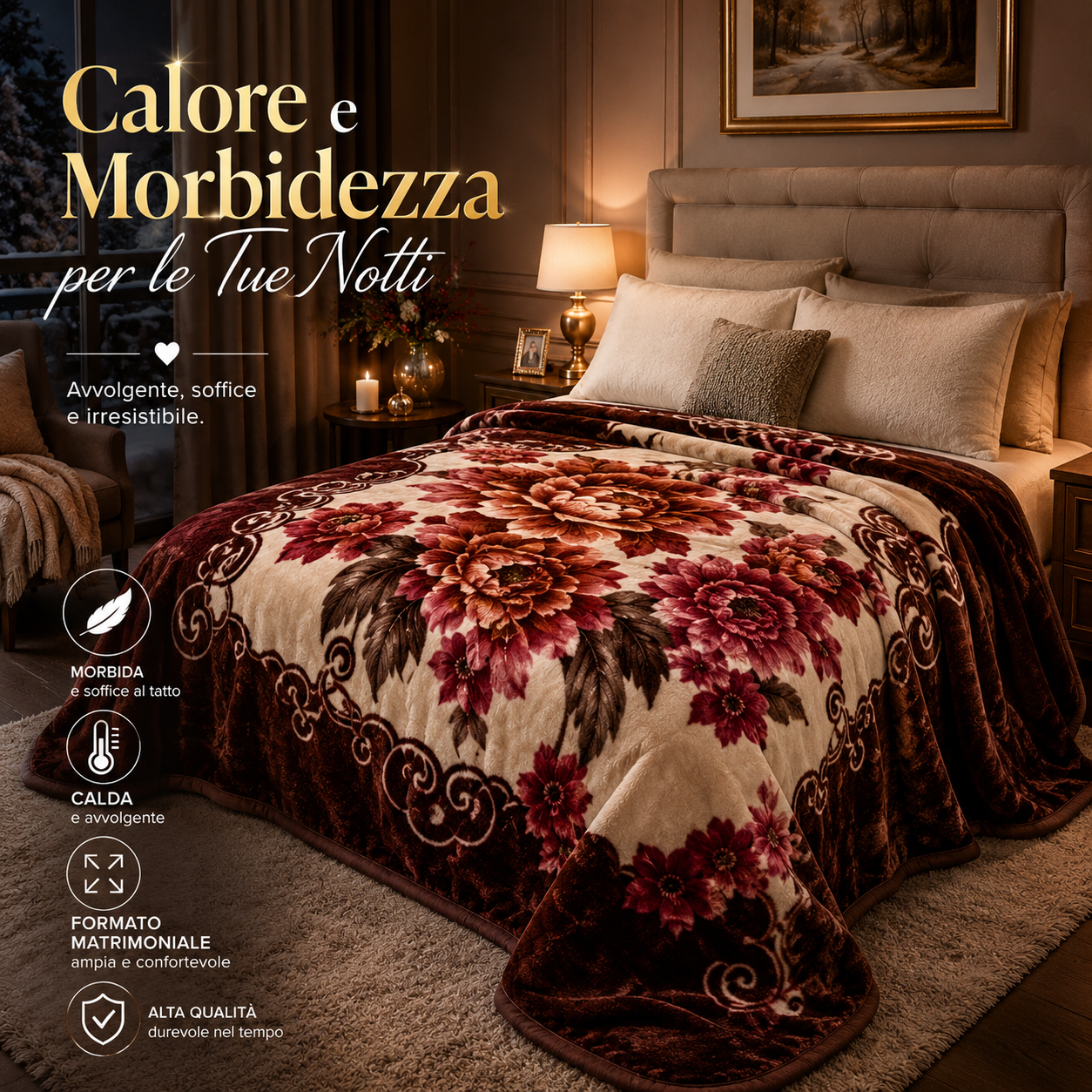 coperta sagnola matrimoniale morbidissima fantasia floreale - foto 4 coperta sagnola matrimoniale morbidissima fantasia floreale - foto 4