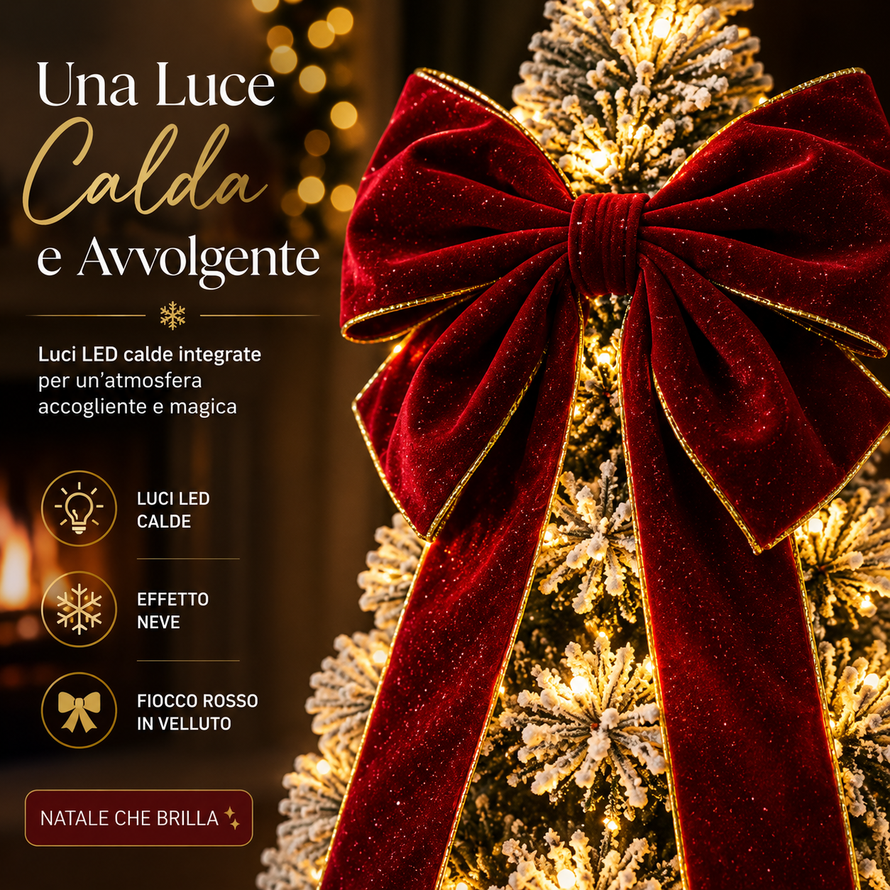  albero di natale  telescopico up e down con luci led e grande fiocco rosso - foto 5