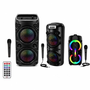 Sistema audio portatile con microfono e effetti luce led