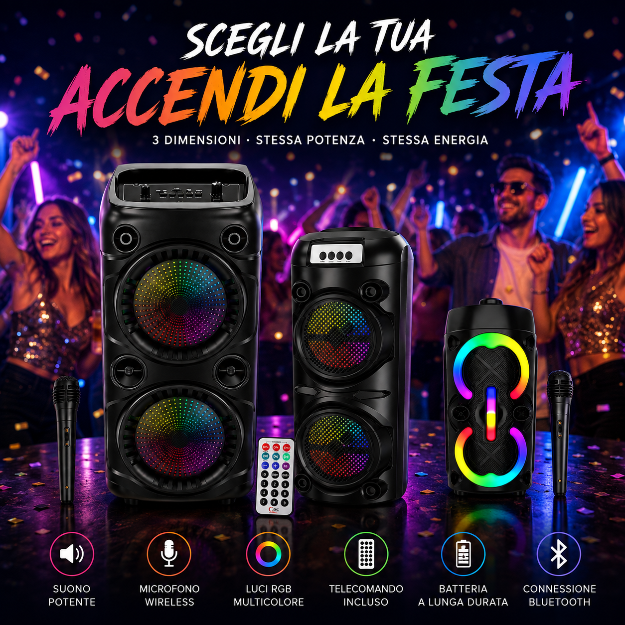 sistema audio portatile con microfono e effetti luce led - foto 3 sistema audio portatile con microfono e effetti luce led - foto 3