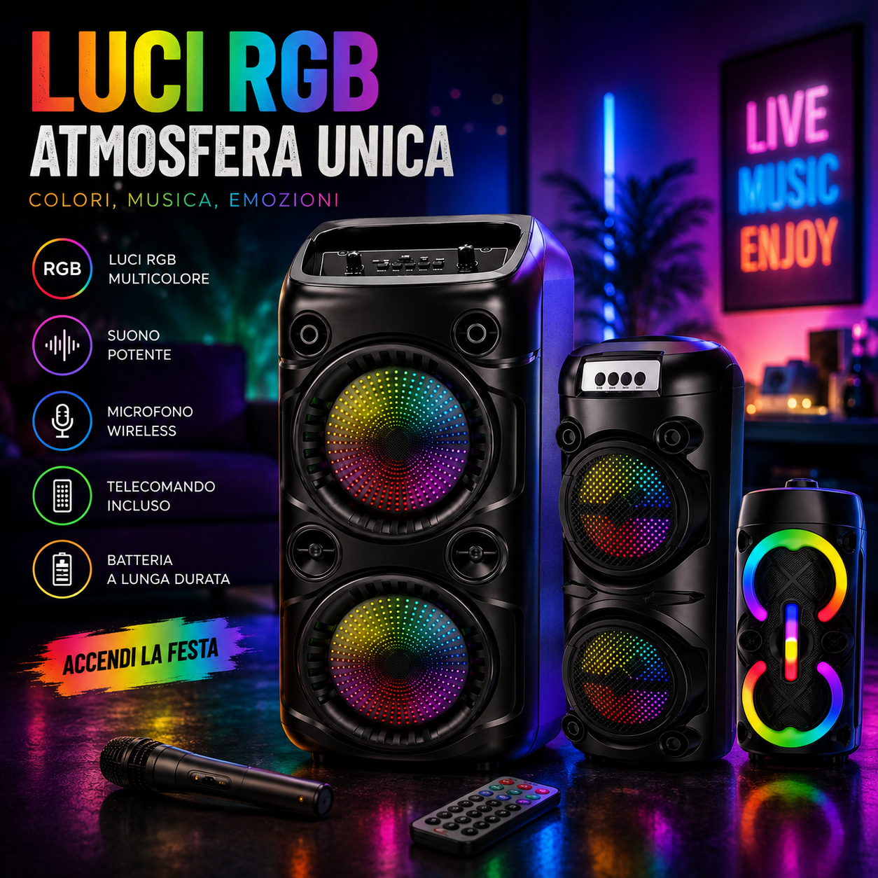 sistema audio portatile con microfono e effetti luce led - foto 4 sistema audio portatile con microfono e effetti luce led - foto 4