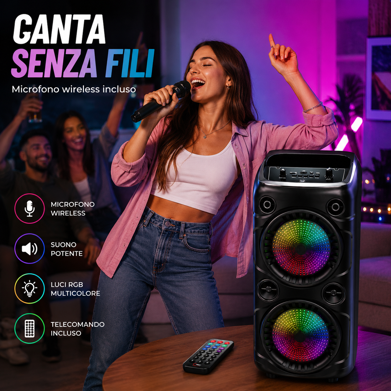sistema audio portatile con microfono e effetti luce led - foto 5 sistema audio portatile con microfono e effetti luce led - foto 5