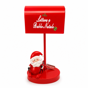 Cassetta lettere di babbo natale con babbo natale decorativo – porta letterine natalizio rosso