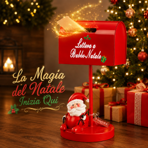 Cassetta lettere di babbo natale con babbo natale decorativo – porta letterine natalizio rosso
