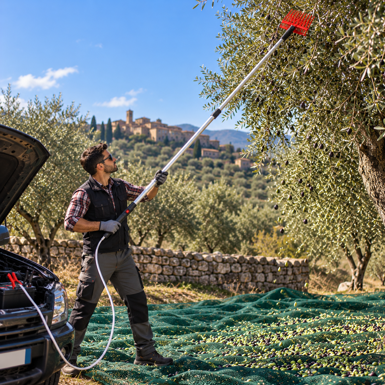  abbacchiatore per olive telescopico fino a 3 metri con cavo 10 metri - foto 4