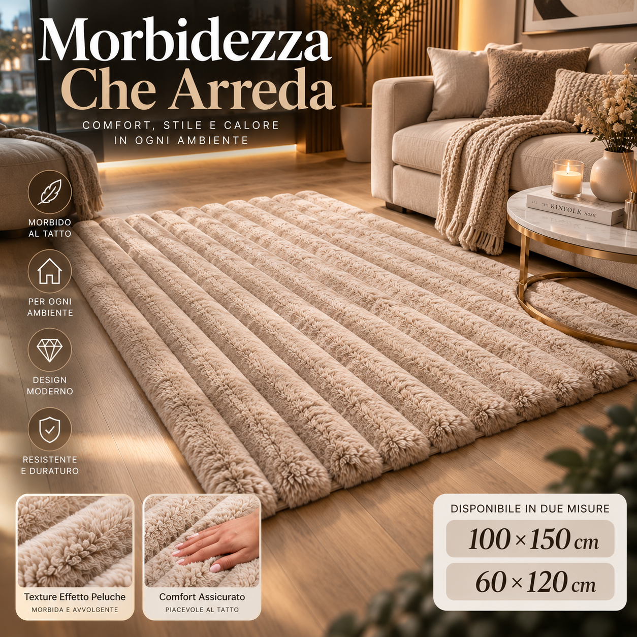 tappeto morbido effetto peluche a righe in rilievo 60x120 e 100x150 cm - foto 4 tappeto morbido effetto peluche a righe in rilievo 60x120 e 100x150 cm - foto 4