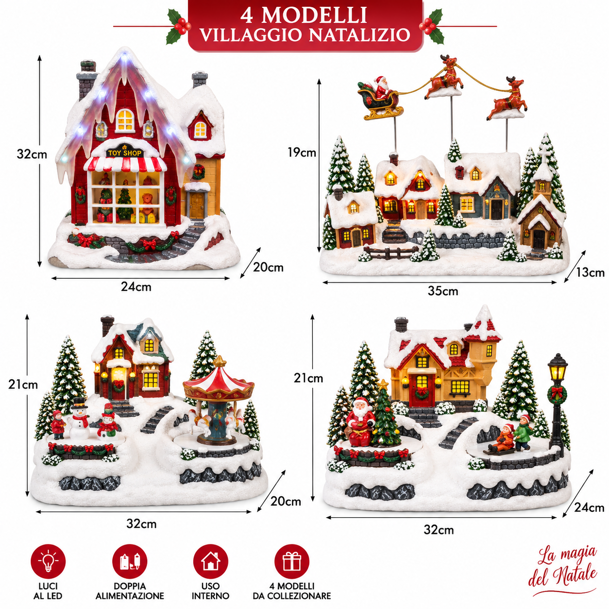 villaggio natalizio luminoso con luci led e movimento – santa village decorazione natalizia con doppia alimentazione - foto 2 villaggio natalizio luminoso con luci led e movimento – santa village decorazione natalizia con doppia alimentazione - foto 2