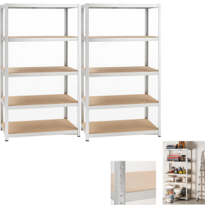 Coppia di scaffali a 5 ripiani 90x40x180cm portata 875k...