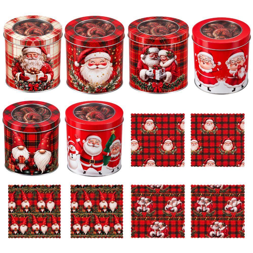 set 6 strofinacci natalizi 30x30 cm con barattolo in latta decorato - foto 1 set 6 strofinacci natalizi 30x30 cm con barattolo in latta decorato - foto 1