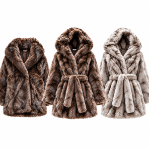 Cappotto donna effetto ecopelliccia collo ampio o cappuccio