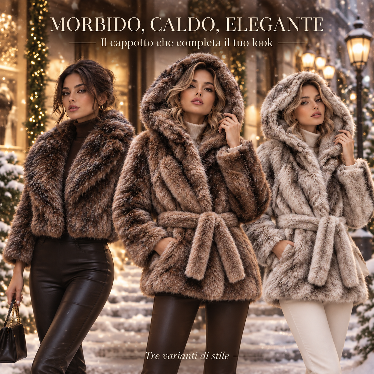cappotto donna effetto ecopelliccia collo ampio o cappuccio - foto 5 cappotto donna effetto ecopelliccia collo ampio o cappuccio - foto 5