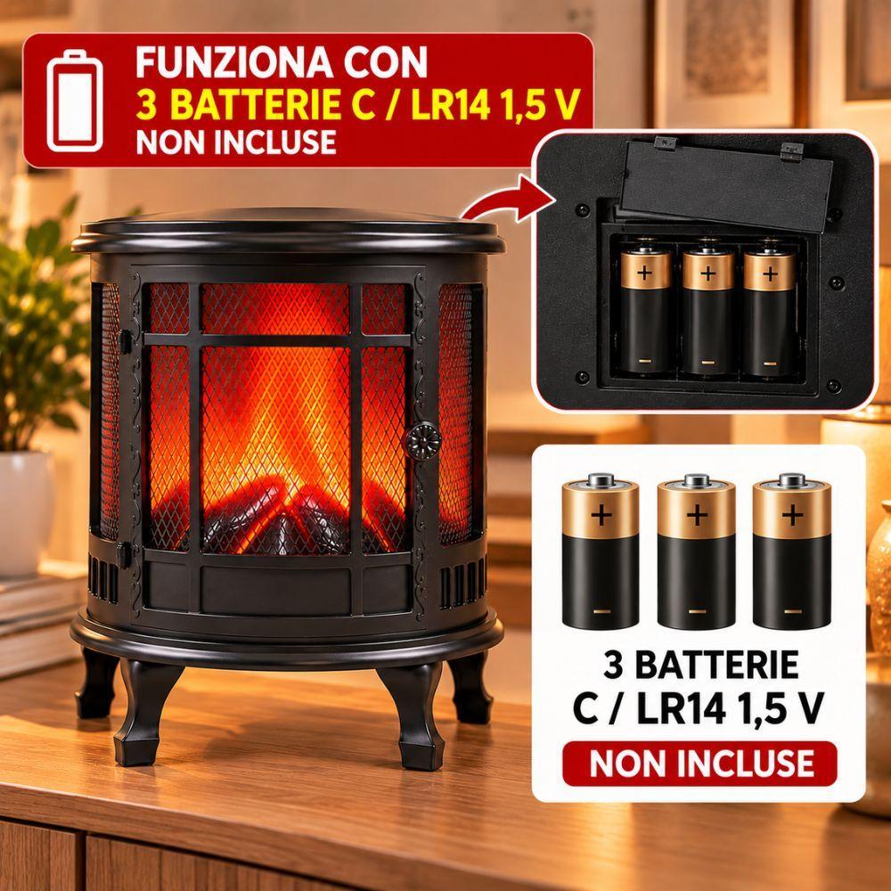  caminetto decorativo led effetto fiamma a batteria 30,5 x 16 x 35,5 cm - foto 4