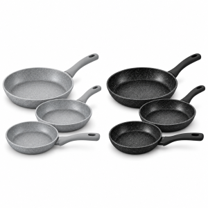 Set 3 padelle 20/24/28 cm in alluminio forgiato antiaderente stone effect  induzione