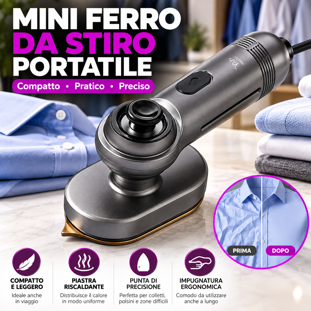 mini ferro da stiro portatile compatto piastra riscaldante con punta di precisione, ideale per casa e viaggio - foto 5 mini ferro da stiro portatile compatto piastra riscaldante con punta di precisione, ideale per casa e viaggio - foto 5