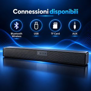 Soundbar bluetooth wireless 50w barra altoparlante nera