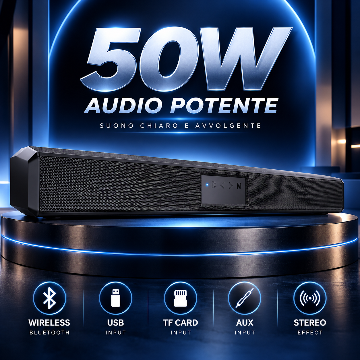 soundbar bluetooth wireless 50w barra altoparlante nera - foto 3 soundbar bluetooth wireless 50w barra altoparlante nera - foto 3